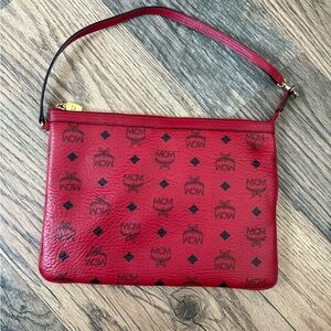 Authentic MCM Red Leather Crossbody Bag